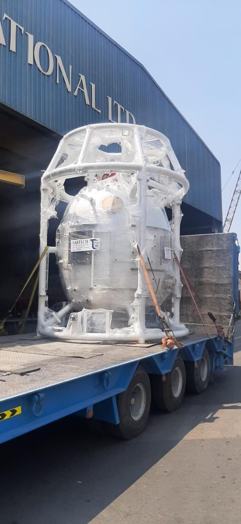 Machinery wrapped for shipping