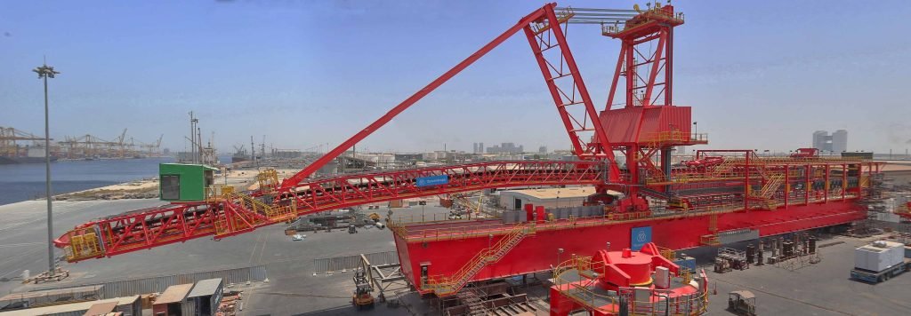 Large red cargo crane