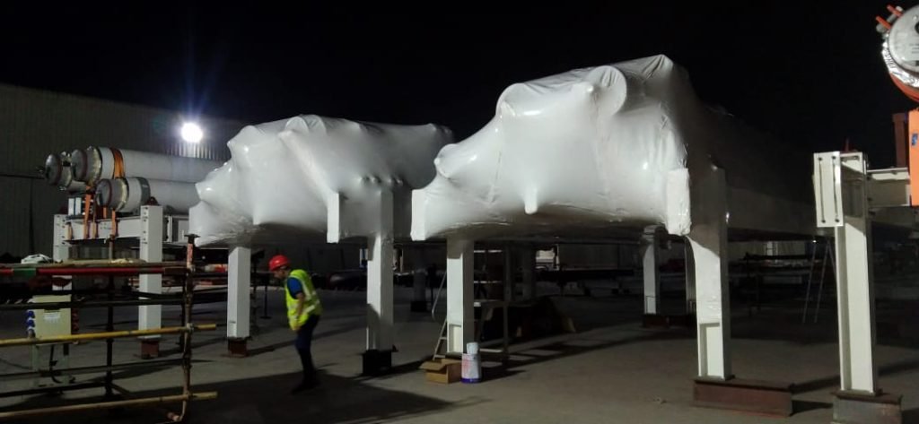 Wrapped modules at night