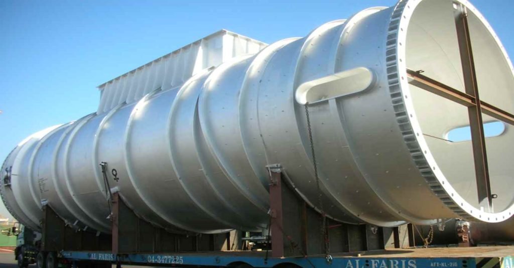 Large tank loaded on trailer