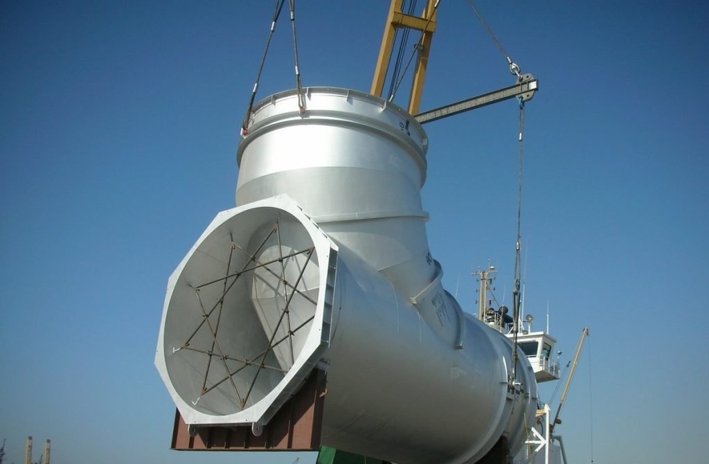 Industrial tank being lifted