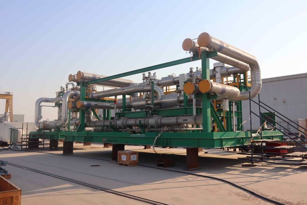 Green skid equipment outdoors