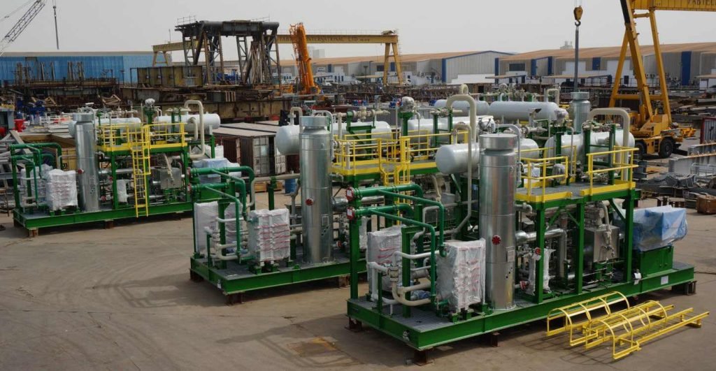 Green equipment on construction site