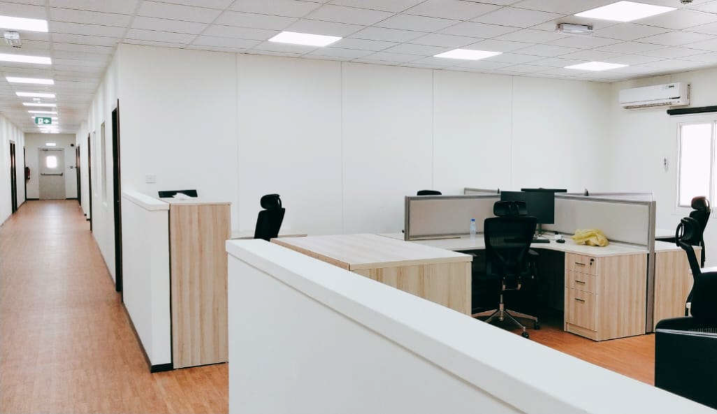 Office cubicles with computers