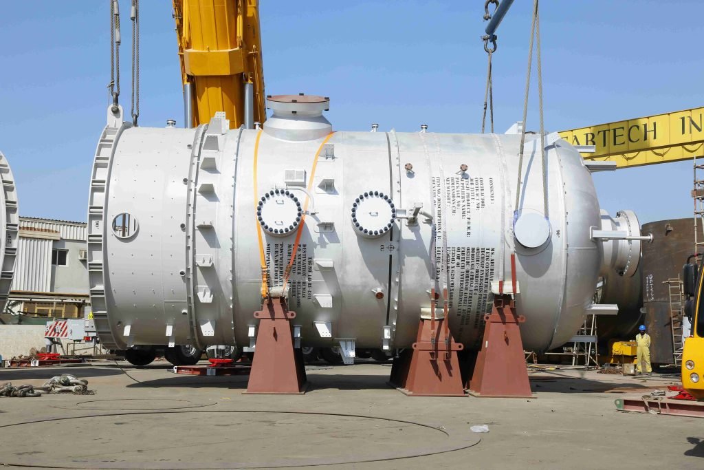 Industrial equipment on transport trailer