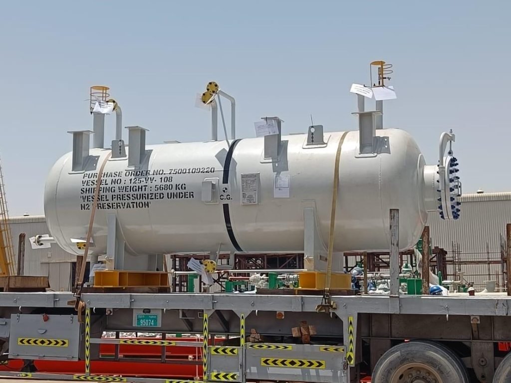 Industrial setup with vessels and platforms